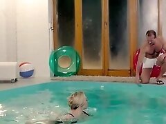 Blonde becomes so horny that wants to be fucked by the pool