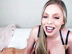 Big-tittied webcam rides fake cock and masturbates using vibrator